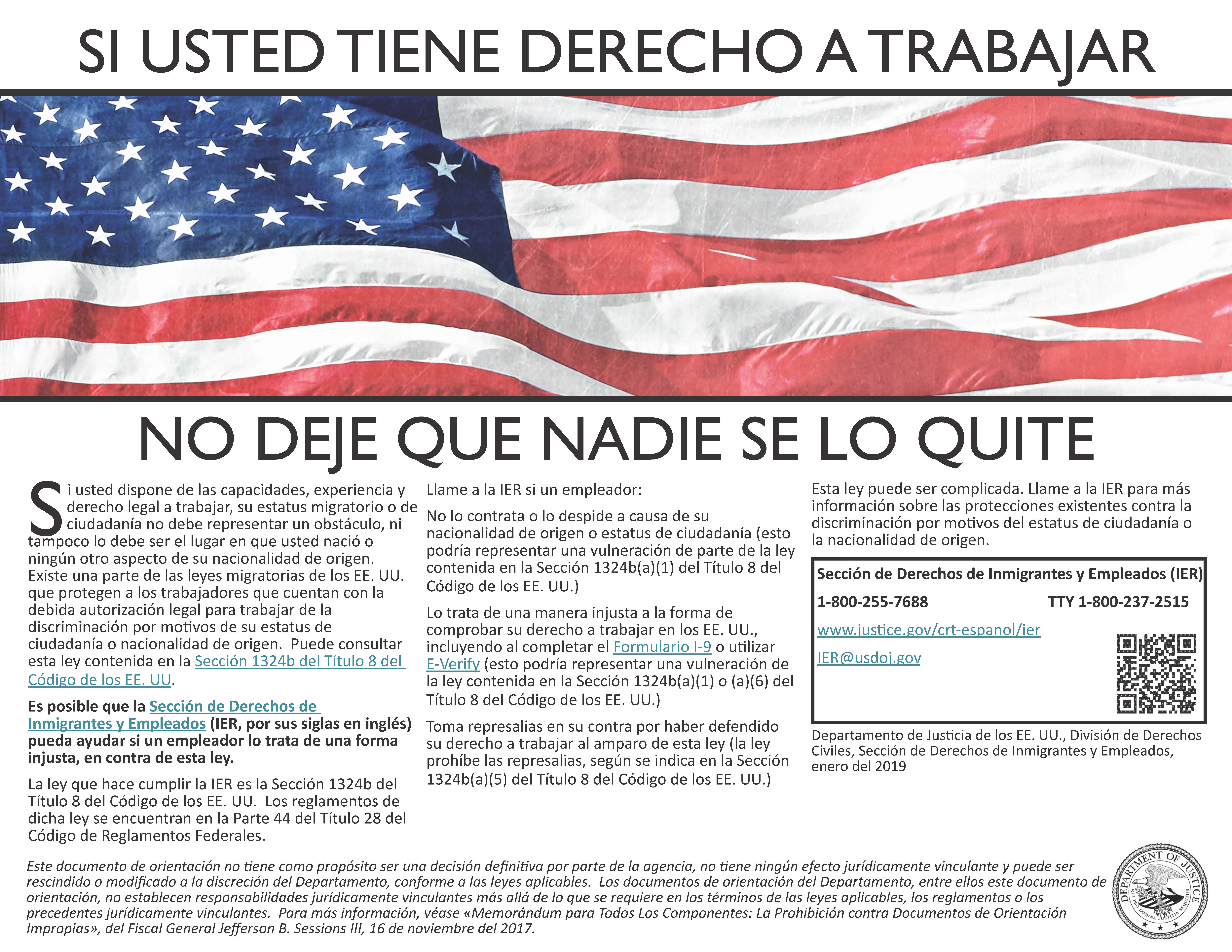Spanish Immigrant Employee Rights Poster 2019 (002)